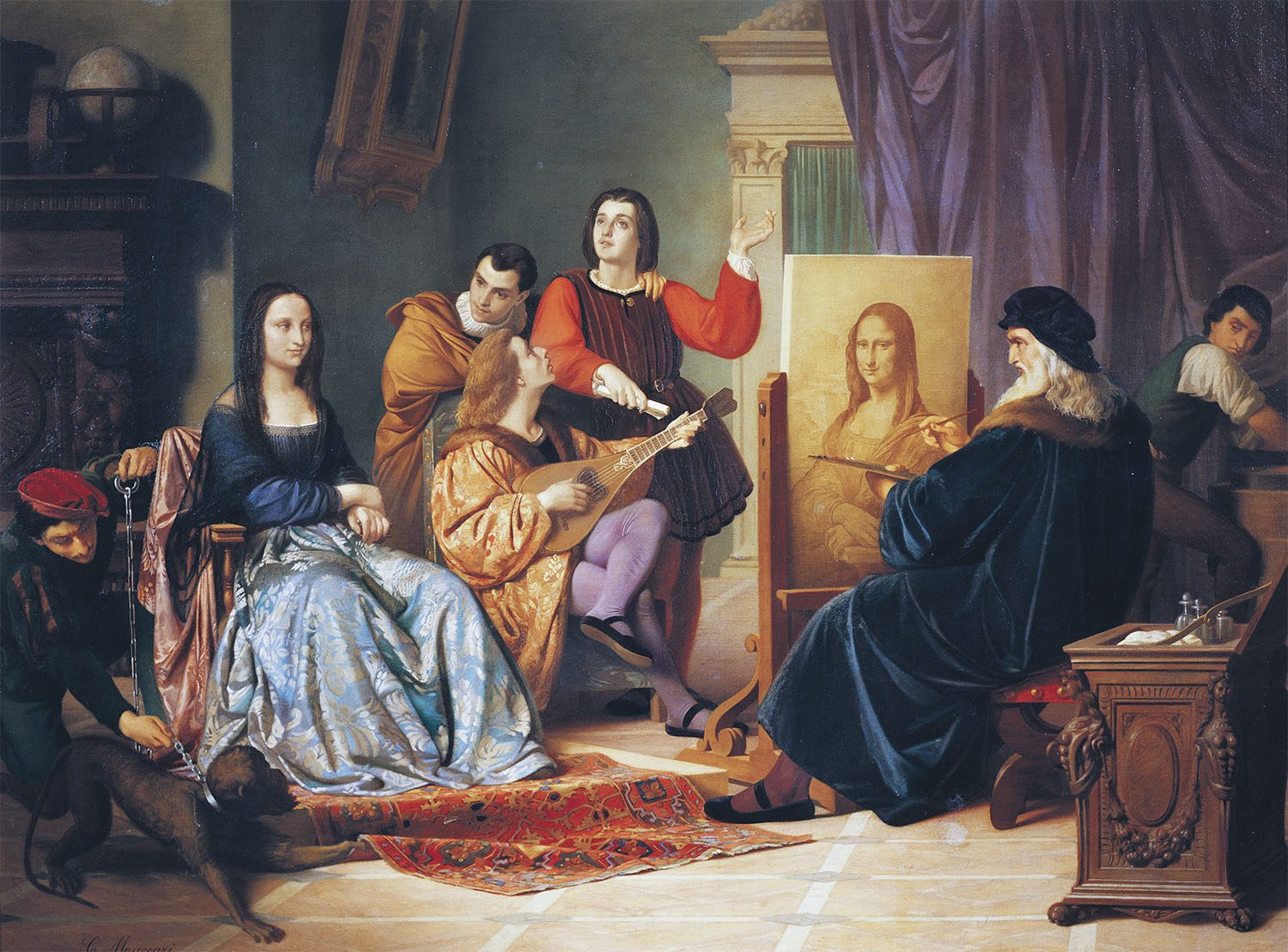 Da Vinci pintando en su taller