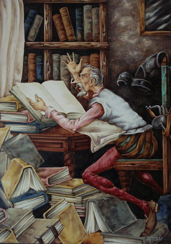 Por qué se llama Don Quijote de la Mancha 4 Don Quijote leyendo libros de caballerías