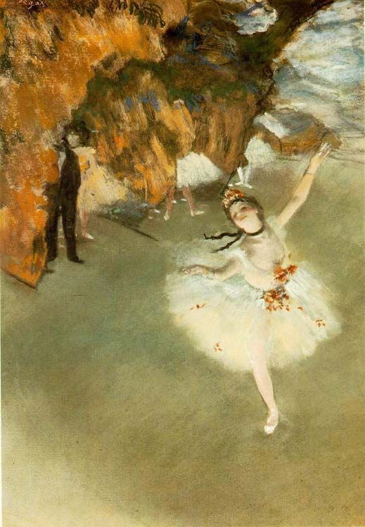 Qué artista es conocido por sus pinturas de bailarinas 3 Bailarinas de Degas en escena