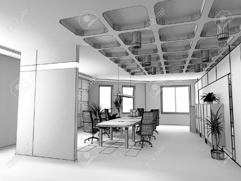 2065985 la moderna oficina de diseno de interiores boceto 3d render
