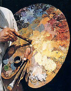 Qué materiales utiliza un pintor de arte 3 Artista mezclando diferentes tipos de pinturas