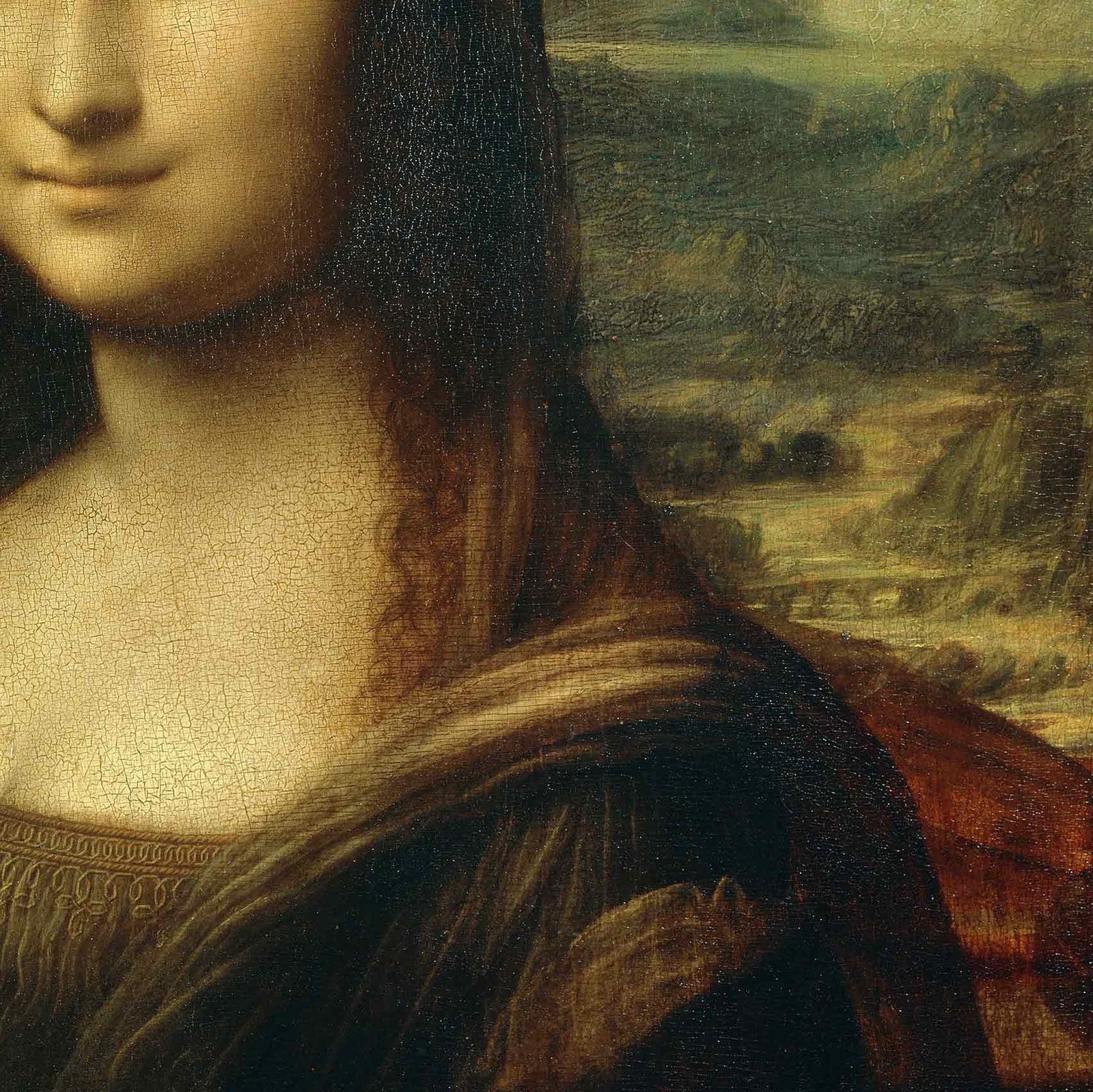 Detalle de la Mona Lisa de DaVinci