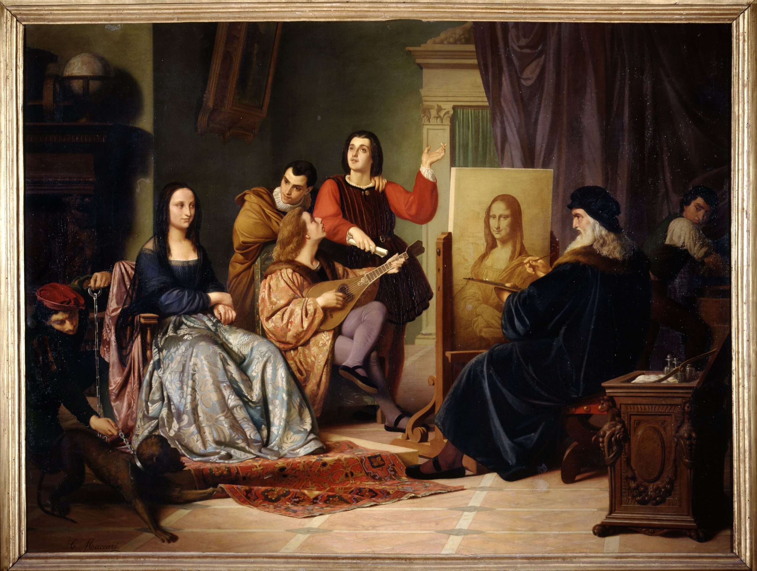 Cuáles fueron los aportes de Leonardo da Vinci en el Renacimiento 3 Leonardo da Vinci pintando Mona Lisa