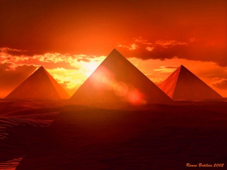 Que fueron la civilización antigua 4 Pirámides de Egipto al atardecer