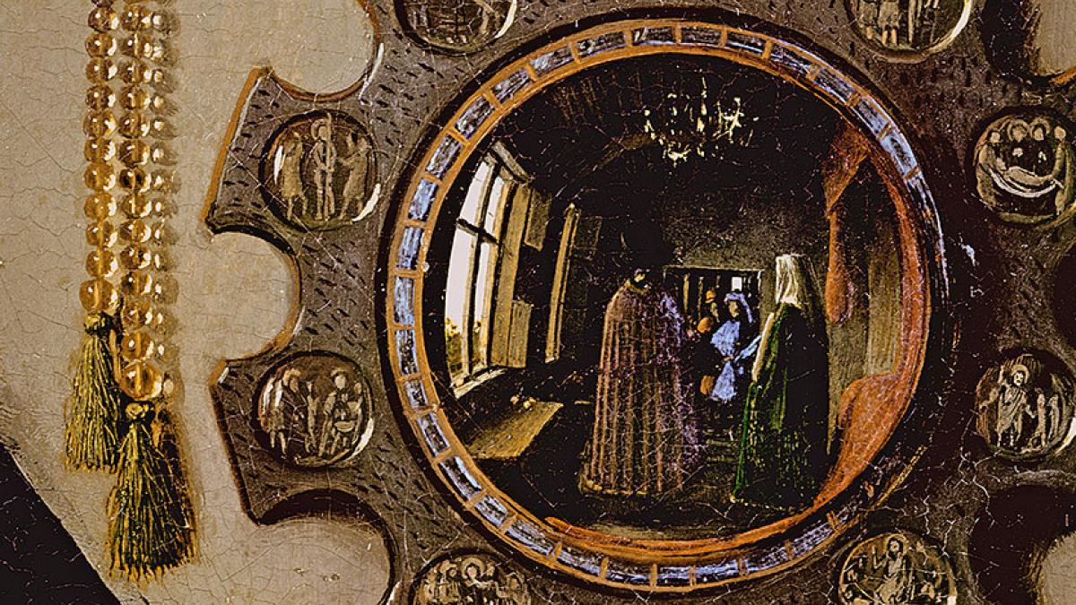 Detalle espejo pintura Matrimonio Arnolfini