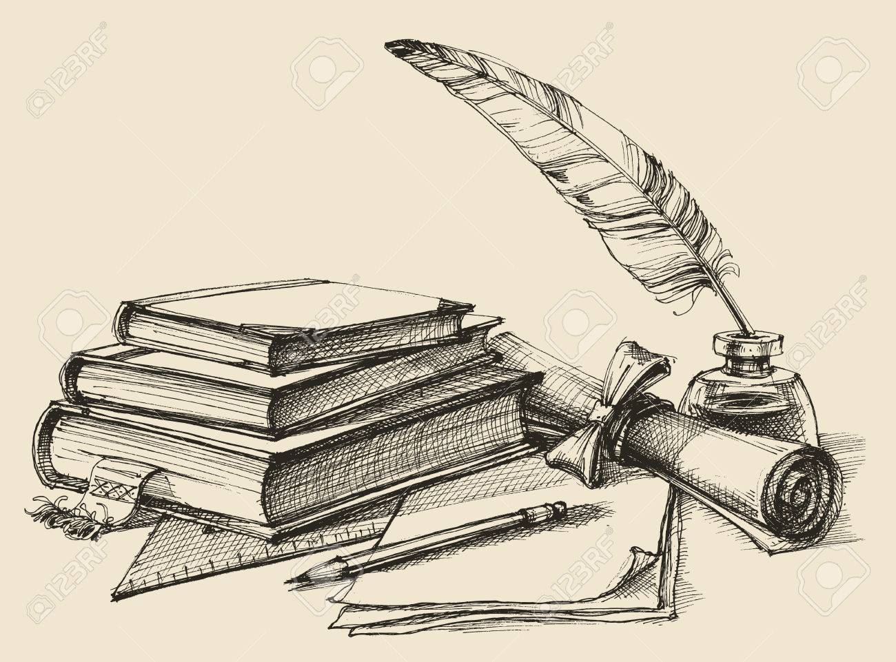 Qué es la literatura 3 conceptos diferentes 3 Libros antiguos y pluma de escritura