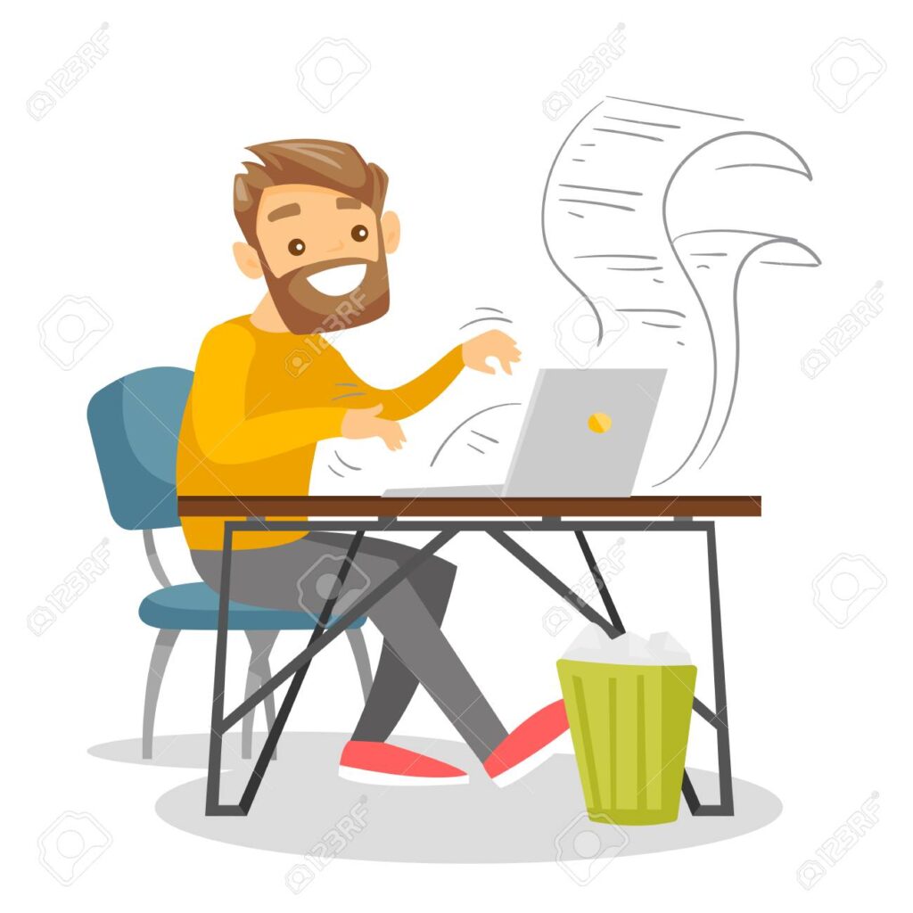 98005219 joven periodista masculino escribiendo un articulo en un ordenador portatil 2