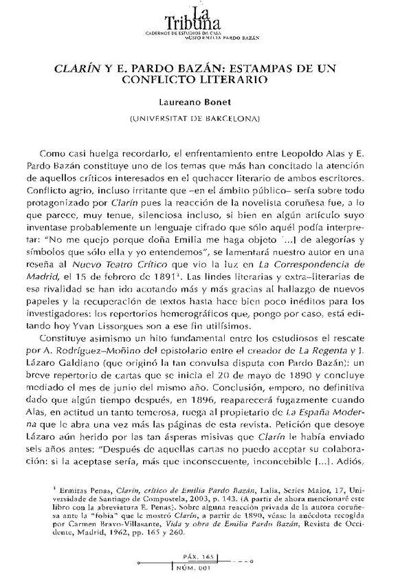Obras literarias de Pardo Bazán y Clarín