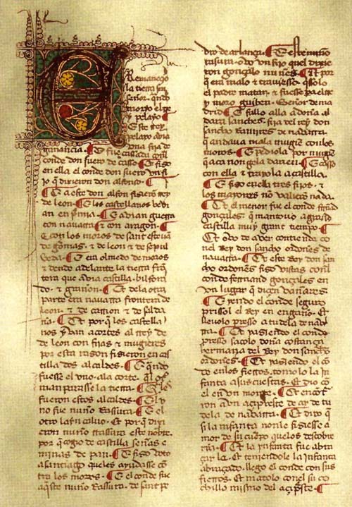 Manuscrito medieval de un cantar de gesta
