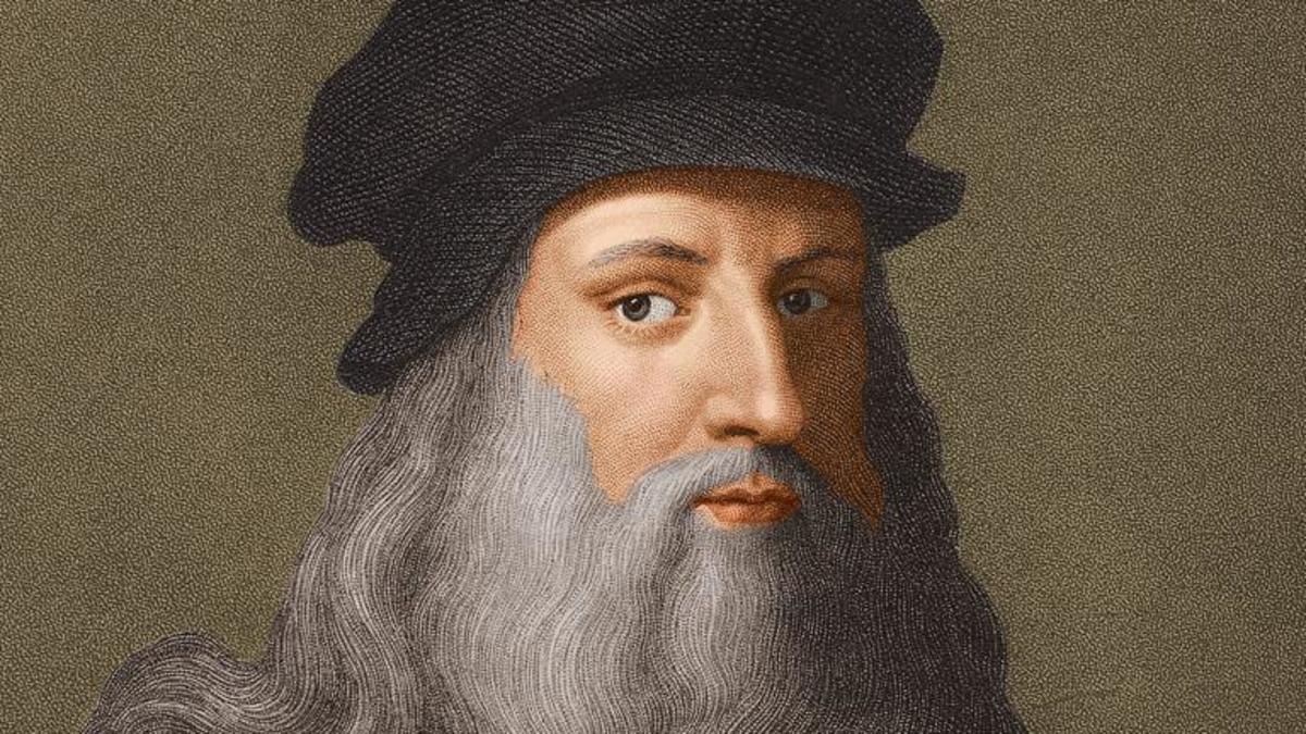 Leonardo Da Vinci pintando en su estudio
