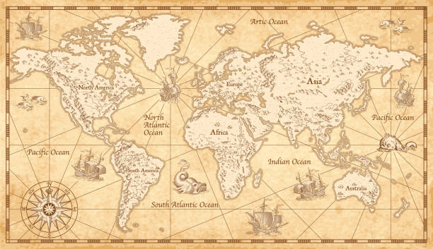 Leyendas del Mundo: Contando Historias Milenarias 3 Mapamundi antiguo con iconos culturales