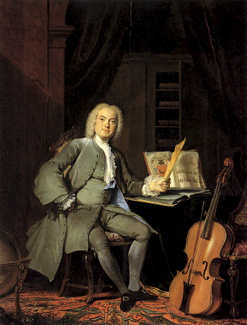 Johann Sebastian Bach tocando el clavecín
