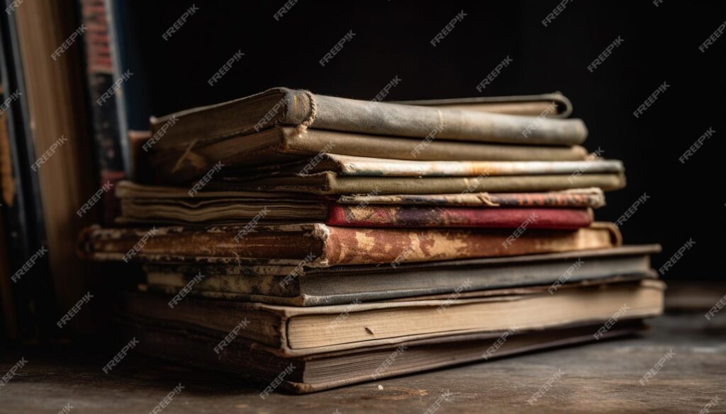 coleccion libros antiguos apilados estanteria biblioteca antigua que aprende historia generada ia 24640 108788
