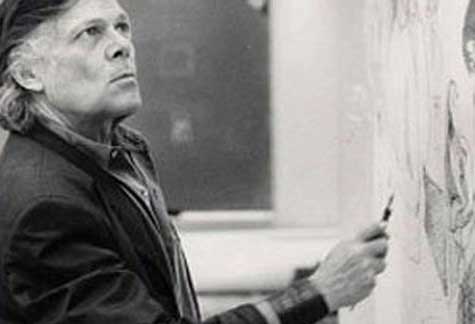 Joven José Luis Cuevas pintando