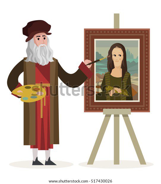 Leonardo da Vinci pintando la Mona Lisa