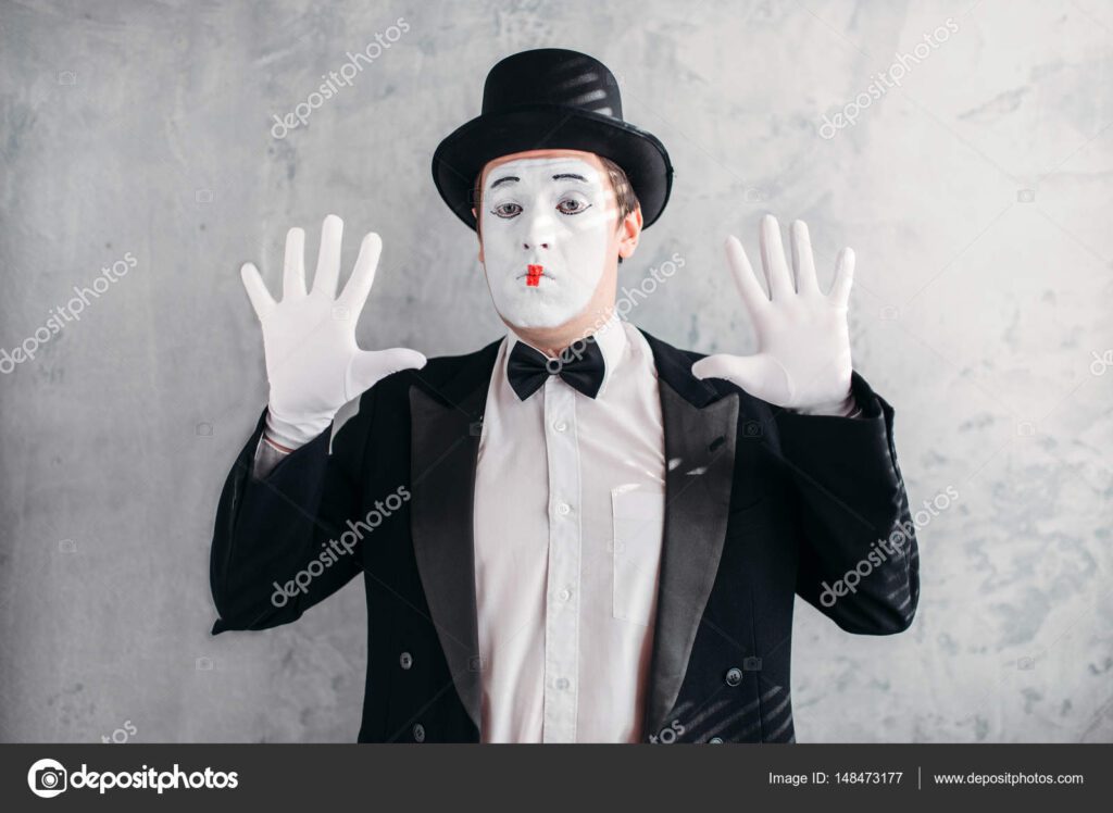 Que utiliza la mímica como medio teatral 2 depositphotos 148473177 stock photo pantomime theater actor
