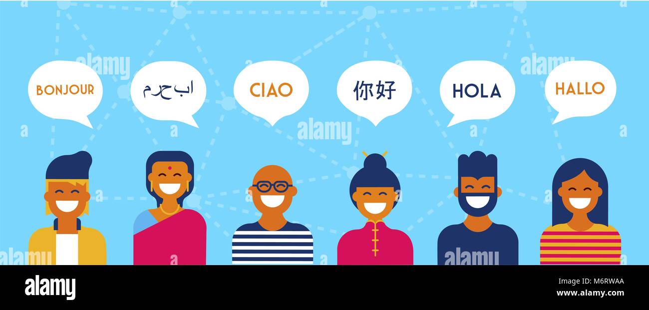 Diversas personas hablando diferentes idiomas