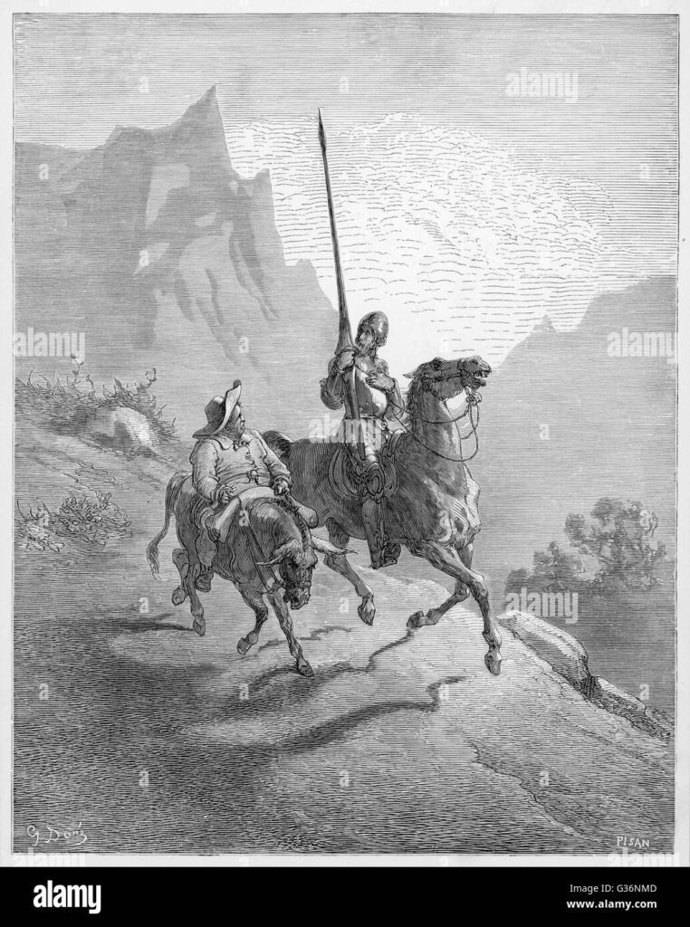 don quijote cabalgando con sancho panza g36nmd