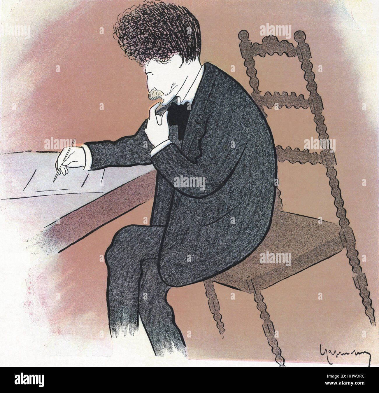 Poeta escribiendo en un antiguo escritorio