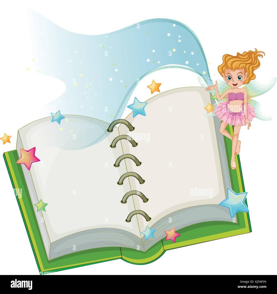 Que encontramos en los cuentos 20 ilustracion de un libro abierto con estrellas y un cuento sobre un fondo blanco kj5w5n