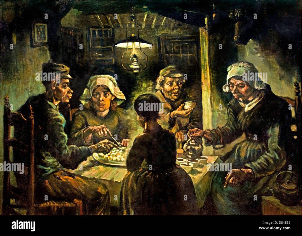 Qué tecnica utilizo Vincent Van Gogh para pintar los comedores de patatas 3 los comedores de patatas 1885 realismo vincent van gogh 1853 1890 holanda holandesa d84e32 2
