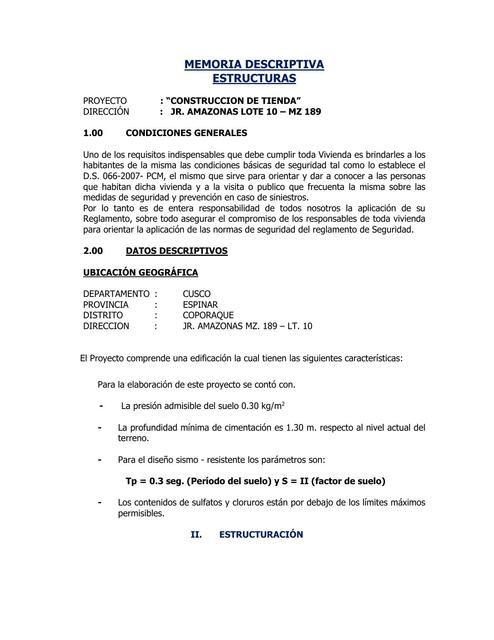 Que tiene que tener una memoria descriptiva 3 Elementos de una memoria descriptiva