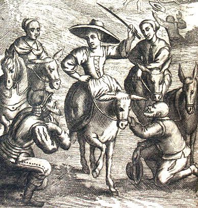 Don Quijote hablando con personajes secundarios