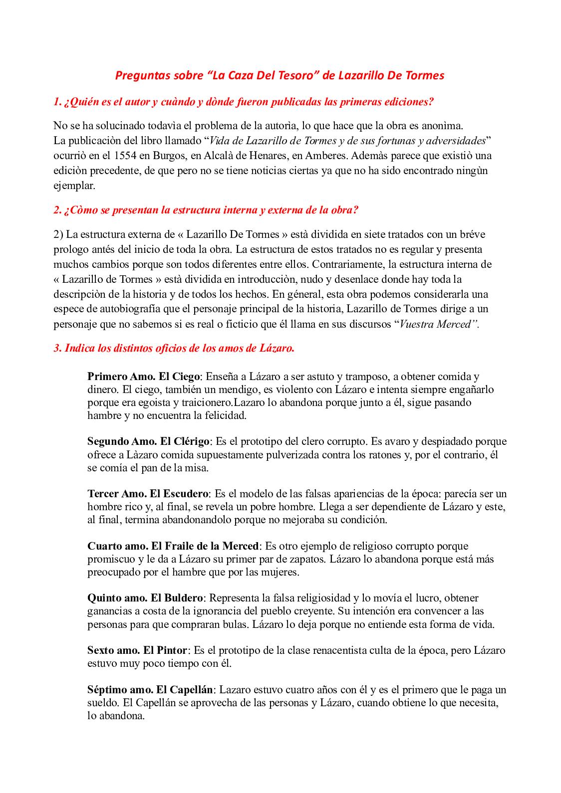 Números en El Lazarillo de Tormes