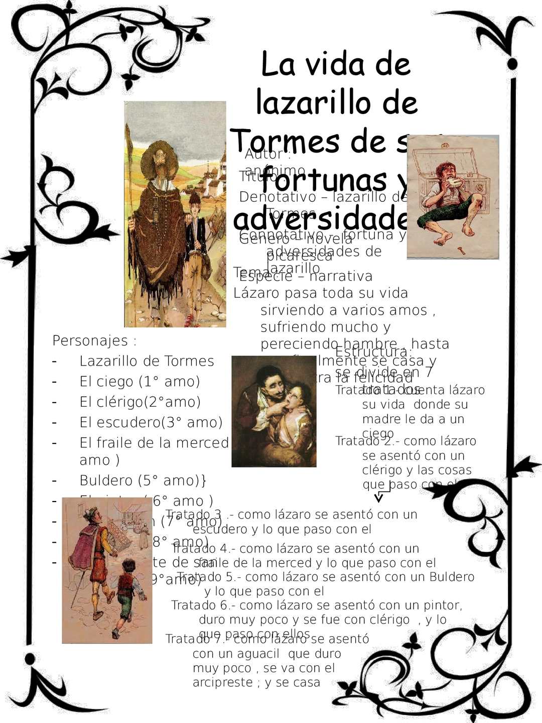 Cómo se llaman los amos del Lazarillo de Tormes 3 Lázaro sirviendo a sus amos