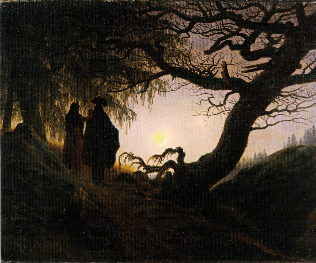 Qué temas abordan los poemas del Romanticismo 9 pareja mirando la luna 1824