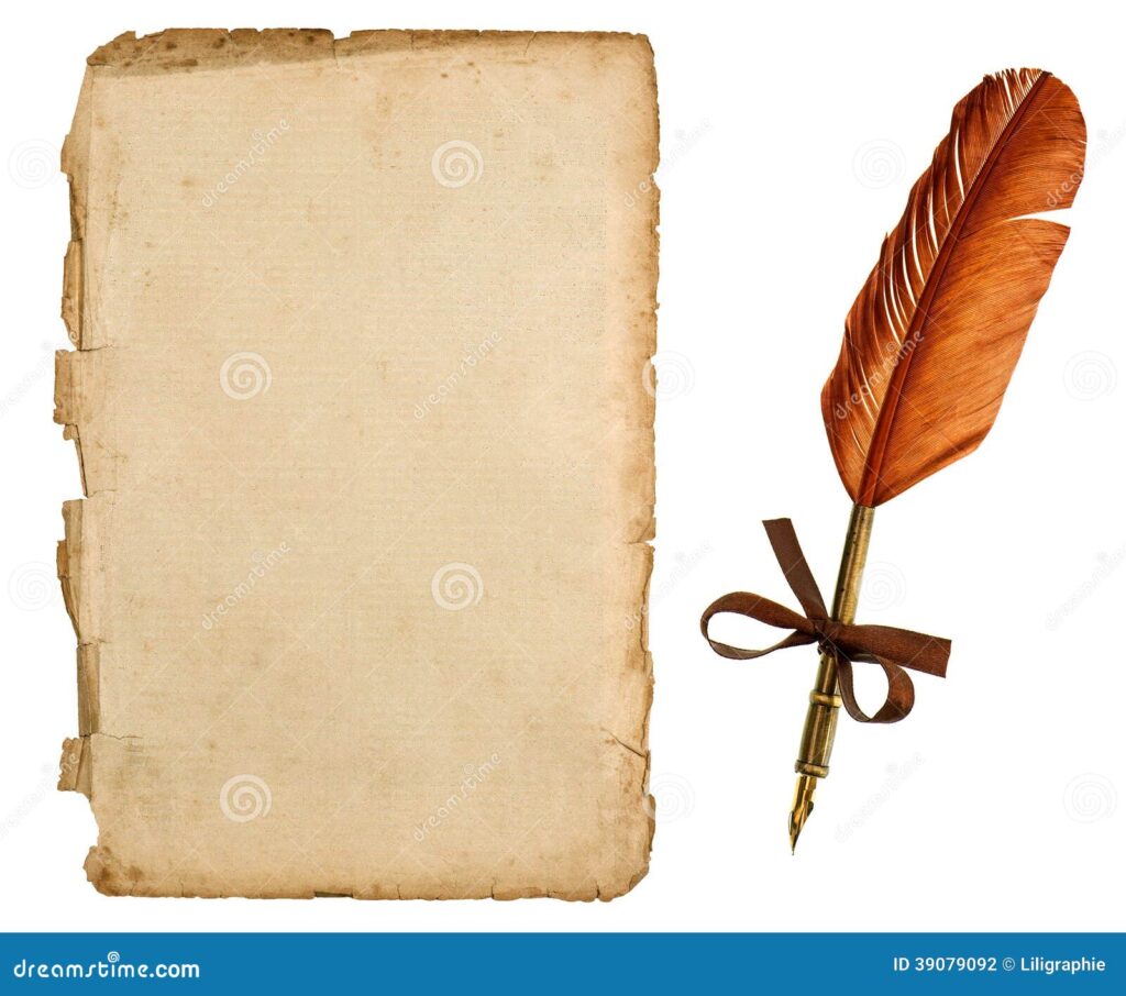Cuántas hojas tiene una reseña literaria 10 pluma de papel antigua de la hoja y de la tinta del vintage 39079092