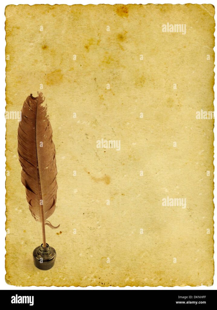 pluma y tinta sobre papel antiguo dknhff