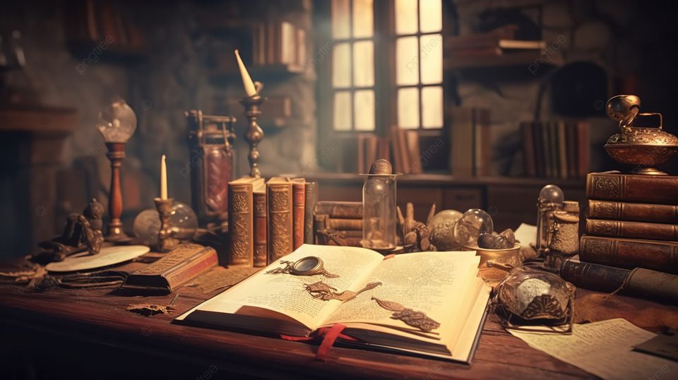 Carta antigua en escritorio vintage