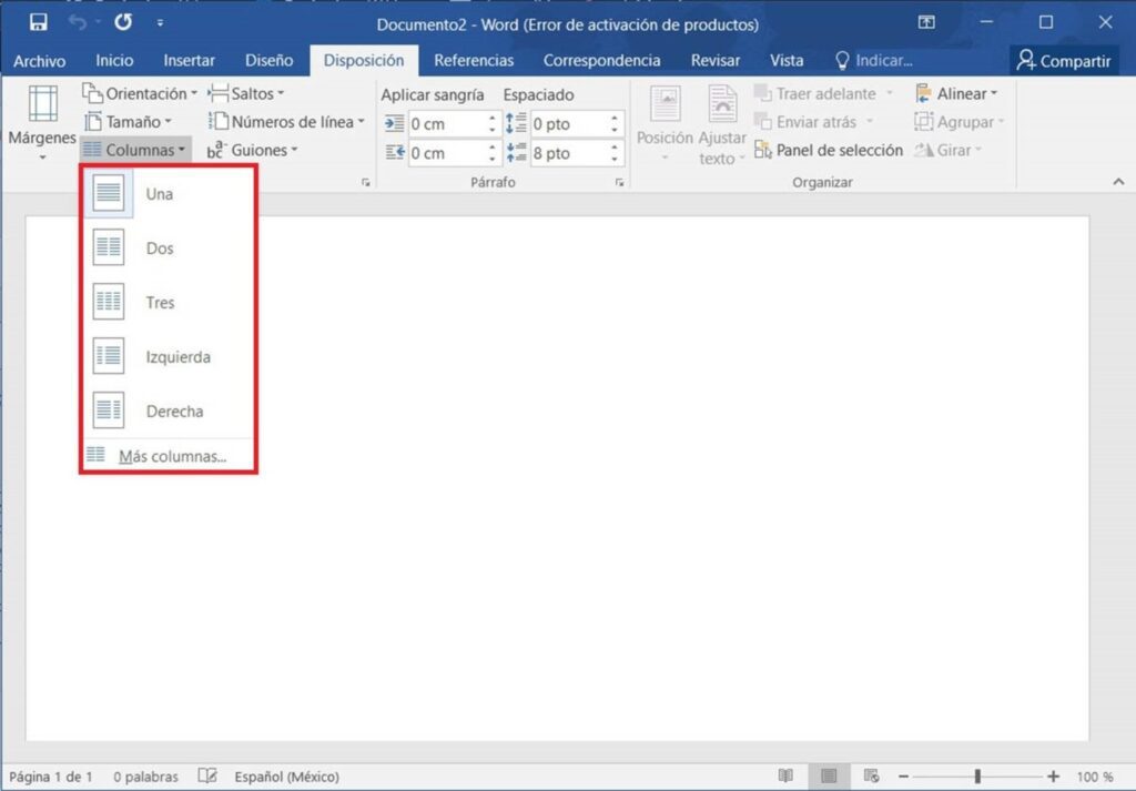 Cómo hacer una columna periodística en Word 7 tipos de columnas en microsoft word 1