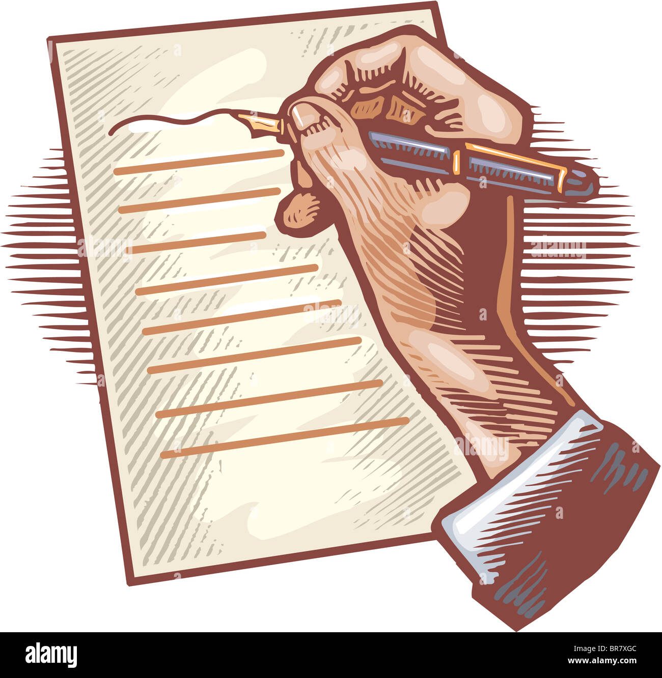 Persona escribiendo carta con pluma antigua